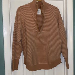 Offline By Aerie Ribbed Quarter Zip Oversized Pullover Sweater